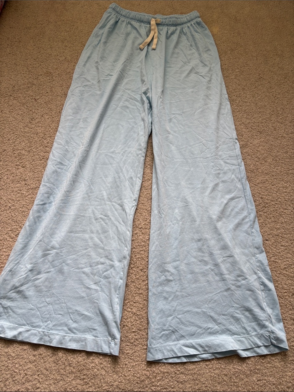 Ocean Drive Light Blue Wide-Leg lounge pants with Drawstring